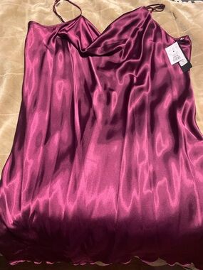 Material Girl Satin Slip Dress in Berry Pink